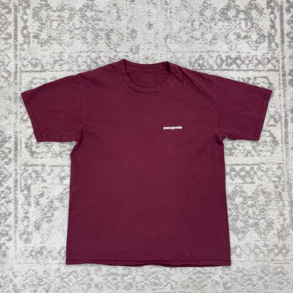 Patagonia T Shirt Short Sleeve Red Outdoor Hiking Logo Print Adult Size Small - Picture 2 of 4